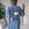 My Favorite Baseball Player Calls Me Gigi Cute Gigi Baseball Women's Oversized Comfort T-Shirt Back Print Moss