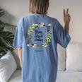Floral Christian Pray Without Ceasing Bible Verse Motivation Women's Oversized Comfort T-Shirt Back Print Moss