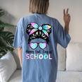 Happy Last Day Of School Teacher Girls Messy Bun Women's Oversized Comfort T-Shirt Back Print Moss