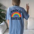 Gbtq Proud Sister Gay Pride Lgbt Ally Family Rainbow Flag Women's Oversized Comfort T-Shirt Back Print Moss