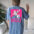 Girl Retro Personalized Dolly Cowgirl First Name Women's Oversized Comfort T-Shirt Back Print Moss