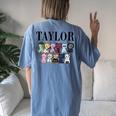 Girl Retro Taylor First Name Personalized Groovy Birthday Women's Oversized Comfort T-Shirt Back Print Moss