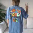 Groovy Gigi Retro Grandma Birthday Matching Family Party Women's Oversized Comfort T-Shirt Back Print Moss