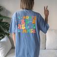 Groovy Goodbye Pre-K Hello Summer Last Day Of School Women's Oversized Comfort T-Shirt Back Print Moss