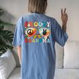 Groovy Grandma 70S Vibe Bday Colors Groovy Peace Sign Women's Oversized Comfort T-Shirt Back Print Moss