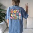 Groovy Last Day Of School 3Rd Grade Peace Out Third Grade Women's Oversized Comfort T-Shirt Back Print Moss