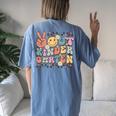 Groovy Last Day Of School Peace Out Kindergarten Women's Oversized Comfort T-Shirt Back Print Moss