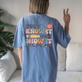 Groovy State Testing Day Teacher You Know It Now Show It Women's Oversized Comfort T-Shirt Back Print Moss