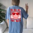 Groovy Valentine Vibes Valentines Day For Girl Womens Women's Oversized Comfort T-Shirt Back Print Moss