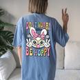 Happy Easter Groovy Bunny Face Don't Worry Be Hoppy Women Women's Oversized Comfort T-Shirt Back Print Moss