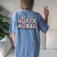 Hoppy Nurse Groovy Easter Day For Nurses & Easter Lovers Women's Oversized Comfort T-Shirt Back Print Moss