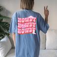 Howdy Southern Western Girl Country Rodeo Pink Cowgirl Disco Women's Oversized Comfort T-Shirt Back Print Moss