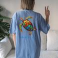 Longboat Key Fl Florida Souvenir Vintage Tribal Sea Turtle Women's Oversized Comfort T-Shirt Back Print Moss