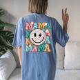 Mama Leopard Smile Bolt Lightning Checkered Groovy Mom Life Women's Oversized Comfort T-Shirt Back Print Moss