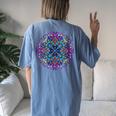 Mandala Stained Glass Graphic With Bright Rainbow Of Colors Women's Oversized Comfort T-Shirt Back Print Moss