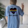 New Jersey Rainbow Lgbt Lgbtq Gay Pride Groovy Vintage Women's Oversized Comfort T-Shirt Back Print Moss