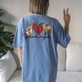 Peace Love Goats Farm Girl Goat Lover Goat Women's Oversized Comfort T-Shirt Back Print Moss