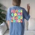 Peace Out Second Grade Groovy 2Nd Grade Last Day Of School Women's Oversized Comfort T-Shirt Back Print Moss