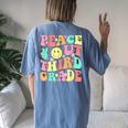 Peace Out Third Grade Groovy 3Rd Grade Last Day Of School Women's Oversized Comfort T-Shirt Back Print Moss