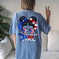 Puerto Rico Flag Messy Puerto Rican Girls Souvenirs Women's Oversized Comfort T-Shirt Back Print Moss