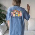 Retro Groovy Helping Little Ones Bloom Babies Flower Midwife Women's Oversized Comfort T-Shirt Back Print Moss
