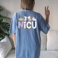 Retro Nicu Nurse Dinosaur Neonatal Intensive Care Unit Women's Oversized Comfort T-Shirt Back Print Moss