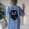 Hiss Off Cute Cat Pun Punny Meow Cat Lover Dad Mom Women's Oversized Comfort T-Shirt Back Print Moss