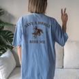 Save A Horse Ride Me Cowboy Western Inappropriate Women's Oversized Comfort T-Shirt Back Print Moss