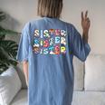 Sister Toy Story Boy Mom Sister Sis Happy Mother's Day Women's Oversized Comfort T-Shirt Back Print Moss