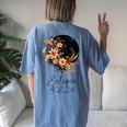 Solar Eclipse With Floral Flowers Women's Oversized Comfort T-Shirt Back Print Moss