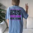 Spring Sun And Fun Quote For Teacher Field Day Pink Women's Oversized Comfort T-Shirt Back Print Moss