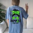 Support Squad Messy Bun Green Ribbon Mental Health Awareness Women's Oversized Comfort T-Shirt Back Print Moss