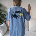 Tanned And Tipsy Summer Party Saying Humor Women's Oversized Comfort T-Shirt Back Print Moss