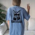Tortitude Tortie Cat Mom Sunglasses Tortoiseshell Mama Women's Oversized Comfort T-Shirt Back Print Moss