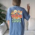 Vintage 1964 Floral Hippie Groovy Daisy Flower 60Th Birthday Women's Oversized Comfort T-Shirt Back Print Moss