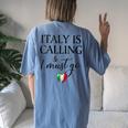 Vintage Retro Italy Is Calling I Must Go Women's Oversized Comfort T-Shirt Back Print Moss