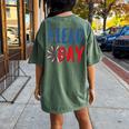 Field Day Red White And Blue Student Teacher Women's Oversized Comfort T-Shirt Back Print Moss