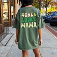 One Lucky Mama Groovy Retro Mama St Patrick's Day Women's Oversized Comfort T-Shirt Back Print Moss