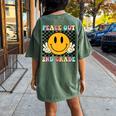Peace Out 2Nd Grade Teacher Retro Smile Last Day Of School Women's Oversized Comfort T-Shirt Back Print Moss