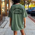 Pregnant Girl Summer Beach Pregnancy Announcement Women's Oversized Comfort T-Shirt Back Print Moss
