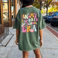 Retro Groovy In My 100 Days Of School Era 100 Days Smarter Women's Oversized Comfort T-Shirt Back Print Moss