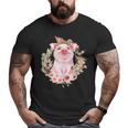 Pig With Leopard Headband Flower Cute Pig Lover Big and Tall Men T-shirt