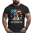 Saint Bernard Dad American Flag 4Th Of July Dog Fathers Day Big and Tall Men T-shirt