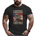 I Support Truckers Freedom Convoy 2022 American Canada Flags Big and Tall Men T-shirt