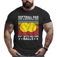 Vintage Softball Dad Like A Baseball Dad Us Flag Fathers Day Big and Tall Men T-shirt