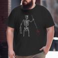 Blackbeard Pirate Skeleton Caribbean Battle Flag Big and Tall Men T-shirt