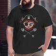 Cat Pirate Jolly Roger Flag Skull And Crossbones Big and Tall Men T-shirt