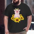 Cute Piggy With Sunflower Tiny Pig With Bandana Big and Tall Men T-shirt