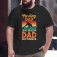 Dad's Day Retro Curling Dad Like A Regular Dad But Cooler Big and Tall Men T-shirt