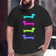 Doxie Lover Brightly Colored Dachshunds Big and Tall Men T-shirt